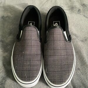 Men’s Size 9.5 Grey Plaid/Corduroy Vans